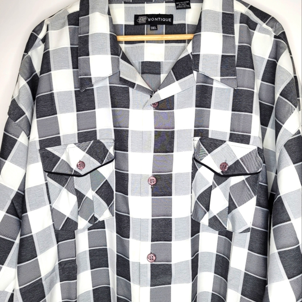 Grey Checkered Button Down Shirt - image 3